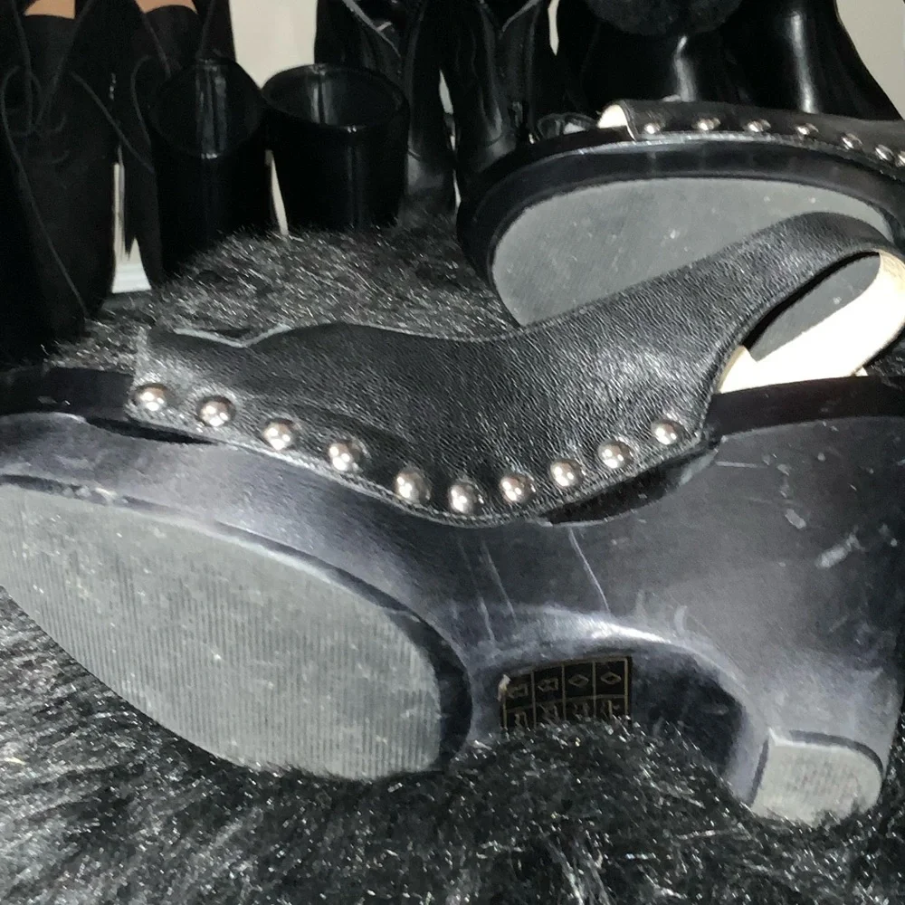 Michael Kors Black Wedges with Silver Logo - Picture 5 of 5